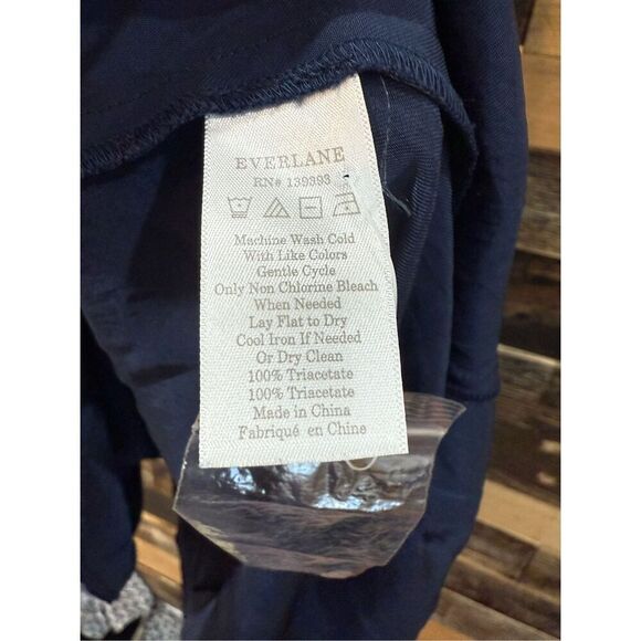 Everlane Japanese GoWeave Light Drawstring Dress Navy Blue Sz 10 - Picture 4 of 7